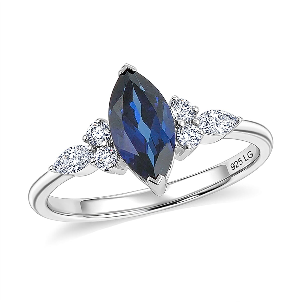 Lab Created Blue Sapphire and Lab Grown Diamond SI1 1.76 ctw Ring in Sterling Silver (Size 10.0)