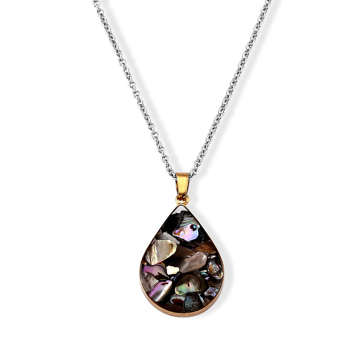 Abalone Shell Pendant Necklace in ION Plated YG Stainless Steel 20 Inches