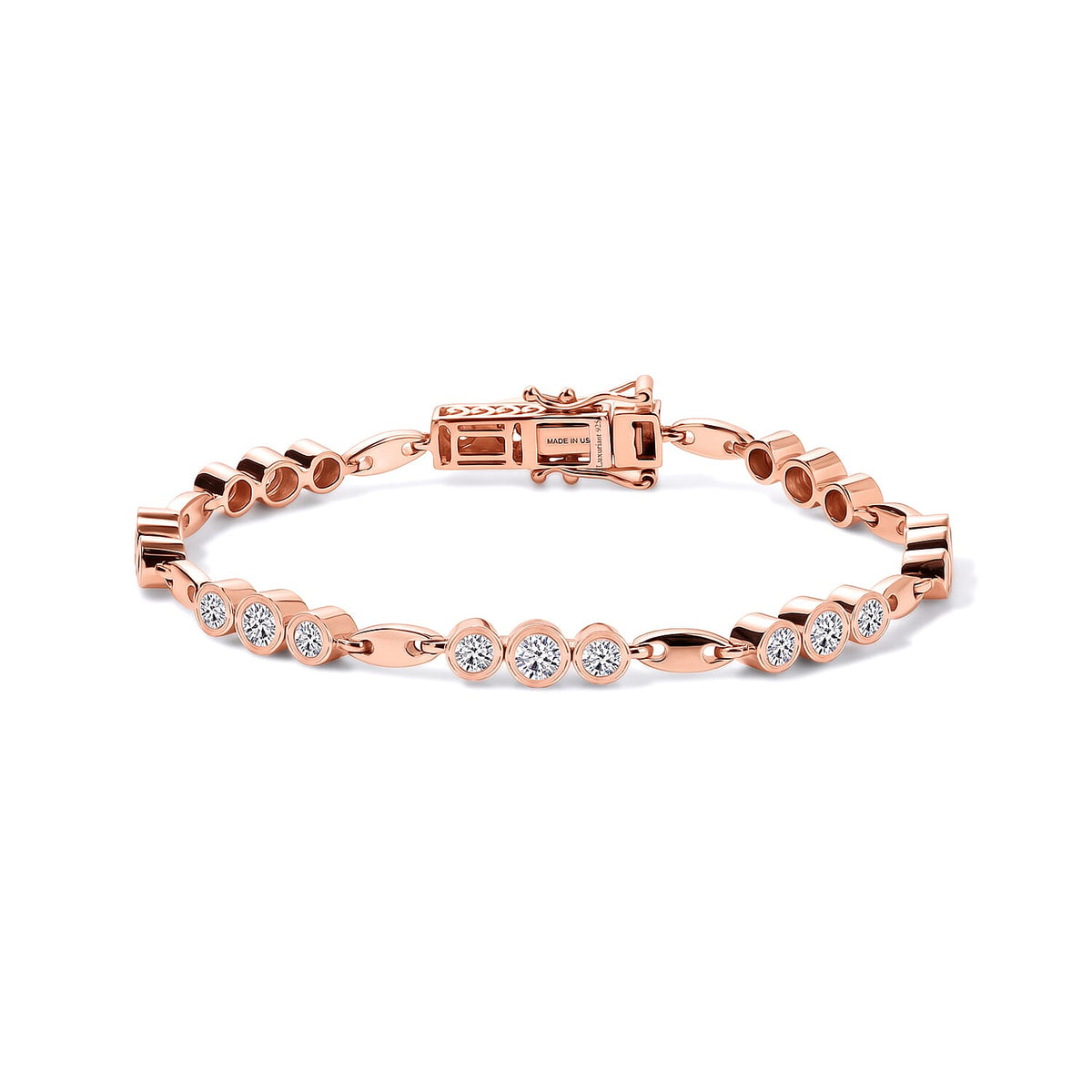 Luxuriant Lab Grown Diamond (G-H, SI) Station Bracelet in 18K Vermeil RG Over Sterling Silver (7.25 In) 3.00 ctw