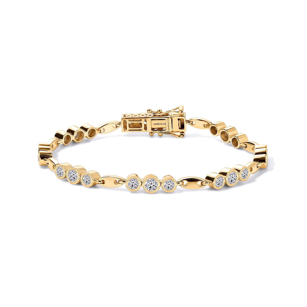 Luxuriant Lab Grown Diamond (G-H, SI) Station Bracelet in 18K Vermeil RG Over Sterling Silver (7.25 In) 3.00 ctw