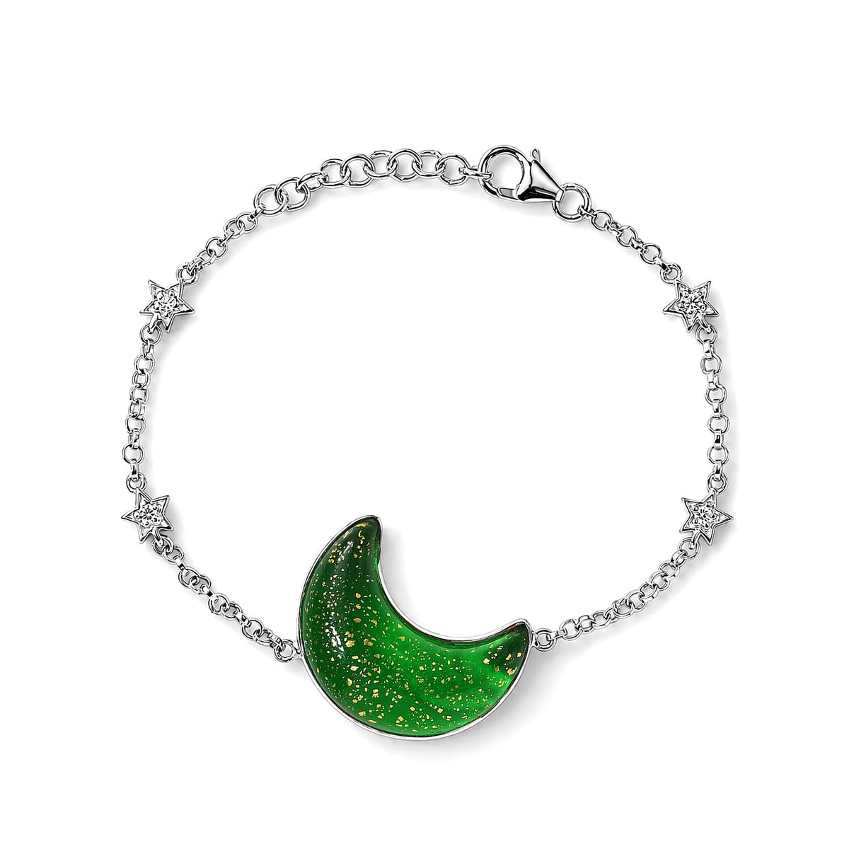 D'Joy Multi Murano Style and White Zircon Bracelet in Rhodium Over Sterling Silver (6.50 In) 0.20 ctw
