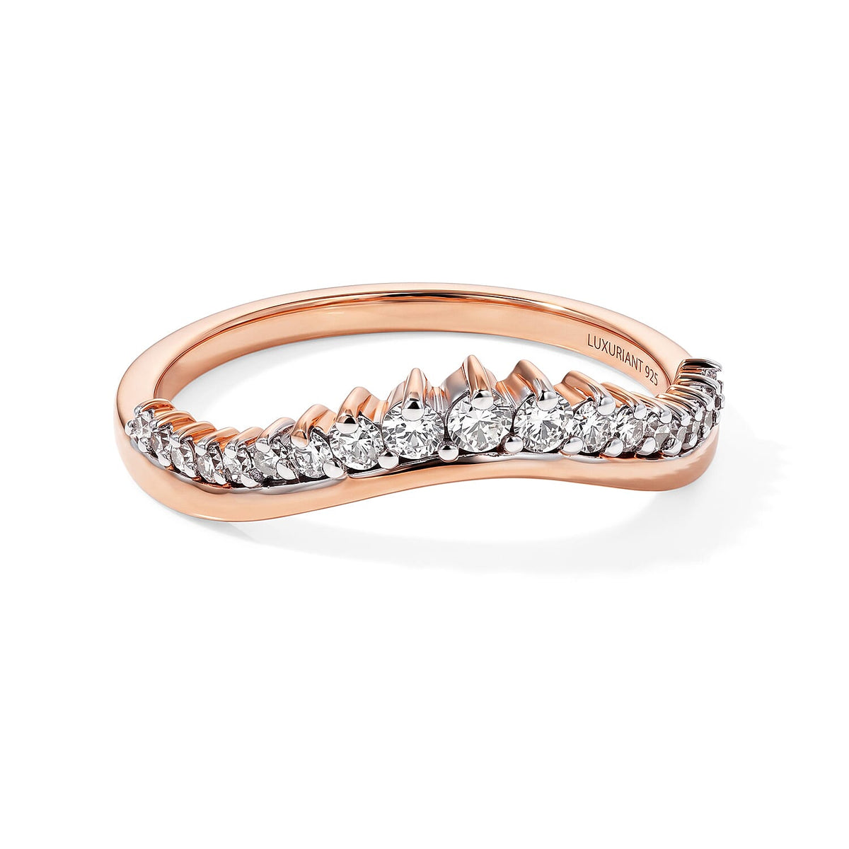 Luxuriant Lab Grown Diamond G-H SI 0.50 ctw Curved Crown Ring in 18K Vermeil Rose Gold Over Sterling Silver (Size 10.0)