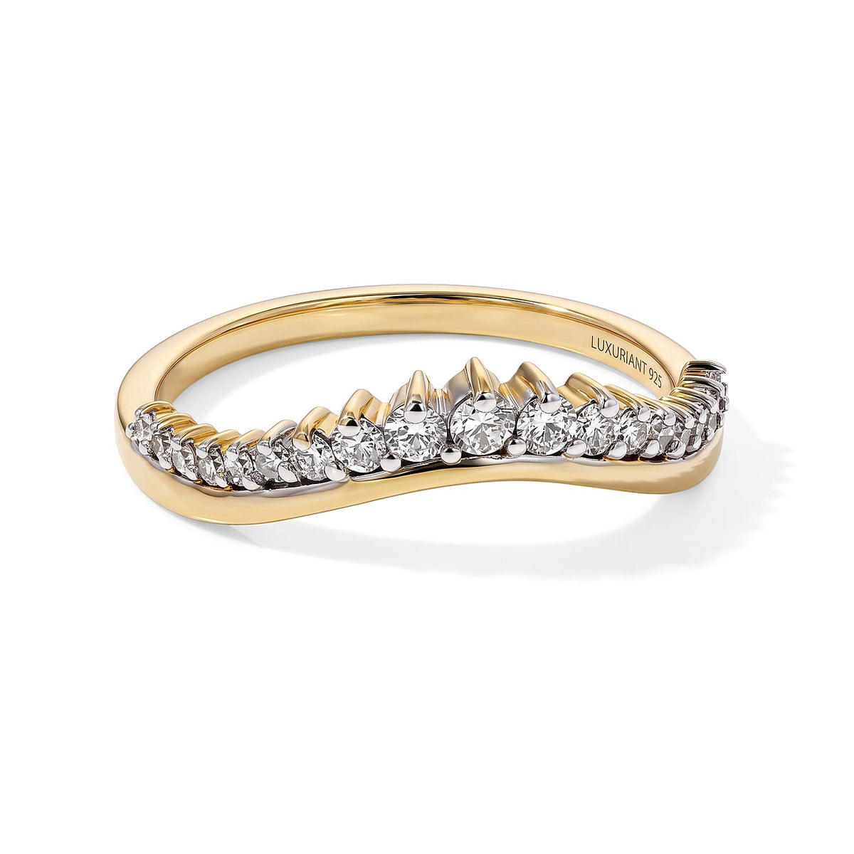 Luxuriant Lab Grown Diamond G-H SI 0.50 ctw Curved Crown Ring in 18K Vermeil Rose Gold Over Sterling Silver (Size 10.0)