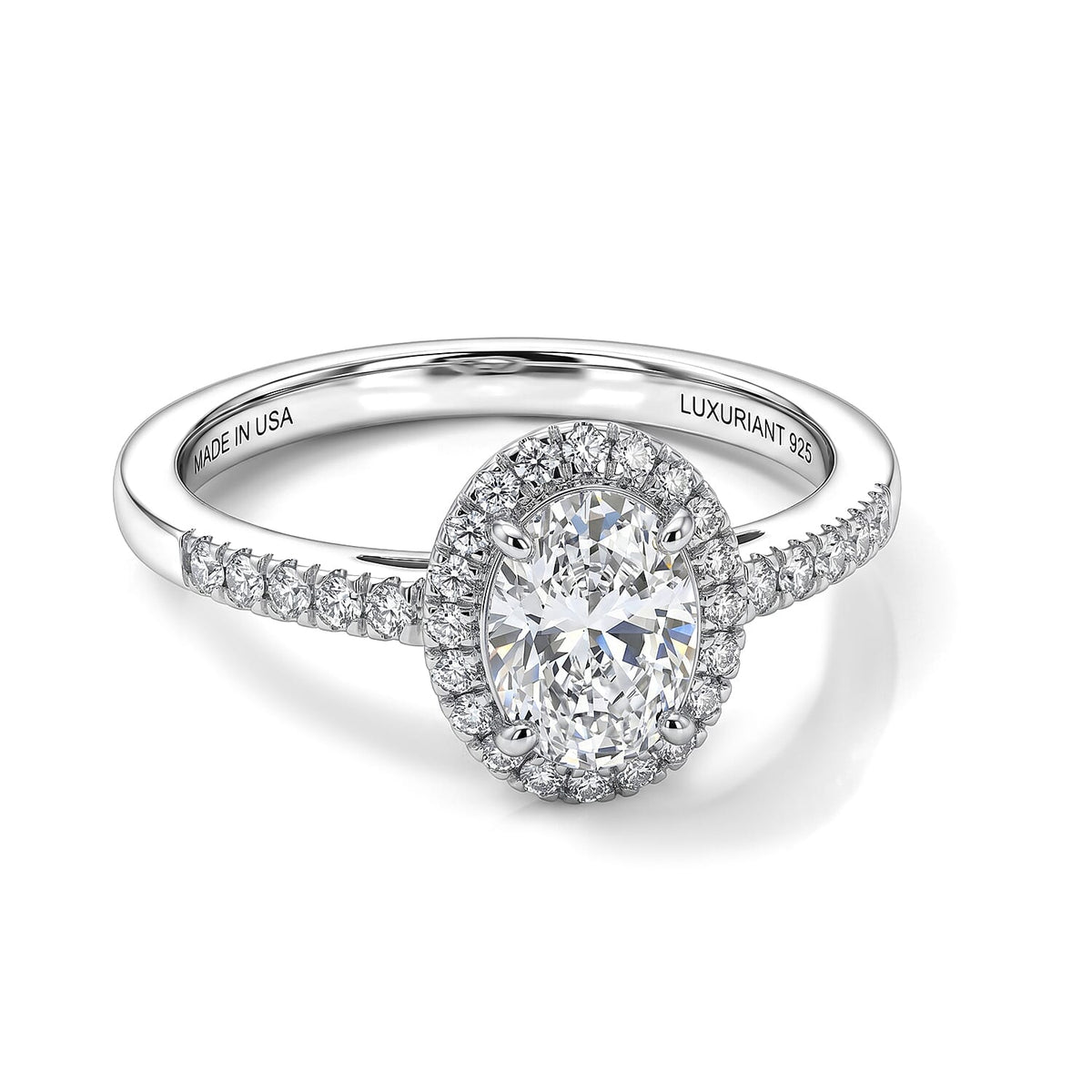 Luxuriant Lab Grown Diamond (G-H, SI) Halo Ring in Rhodium Over Sterling Silver (Size 6) 1.25 ctw