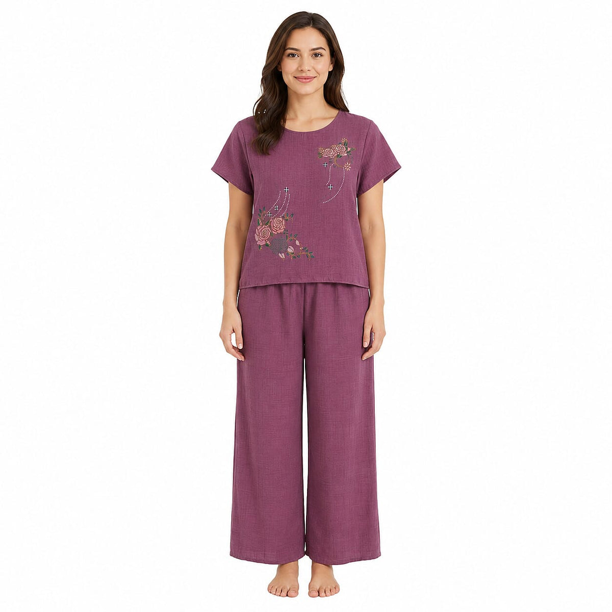 La Marey Rose Floral Print 2 Pcs Pajama Set - One Size Fits Most