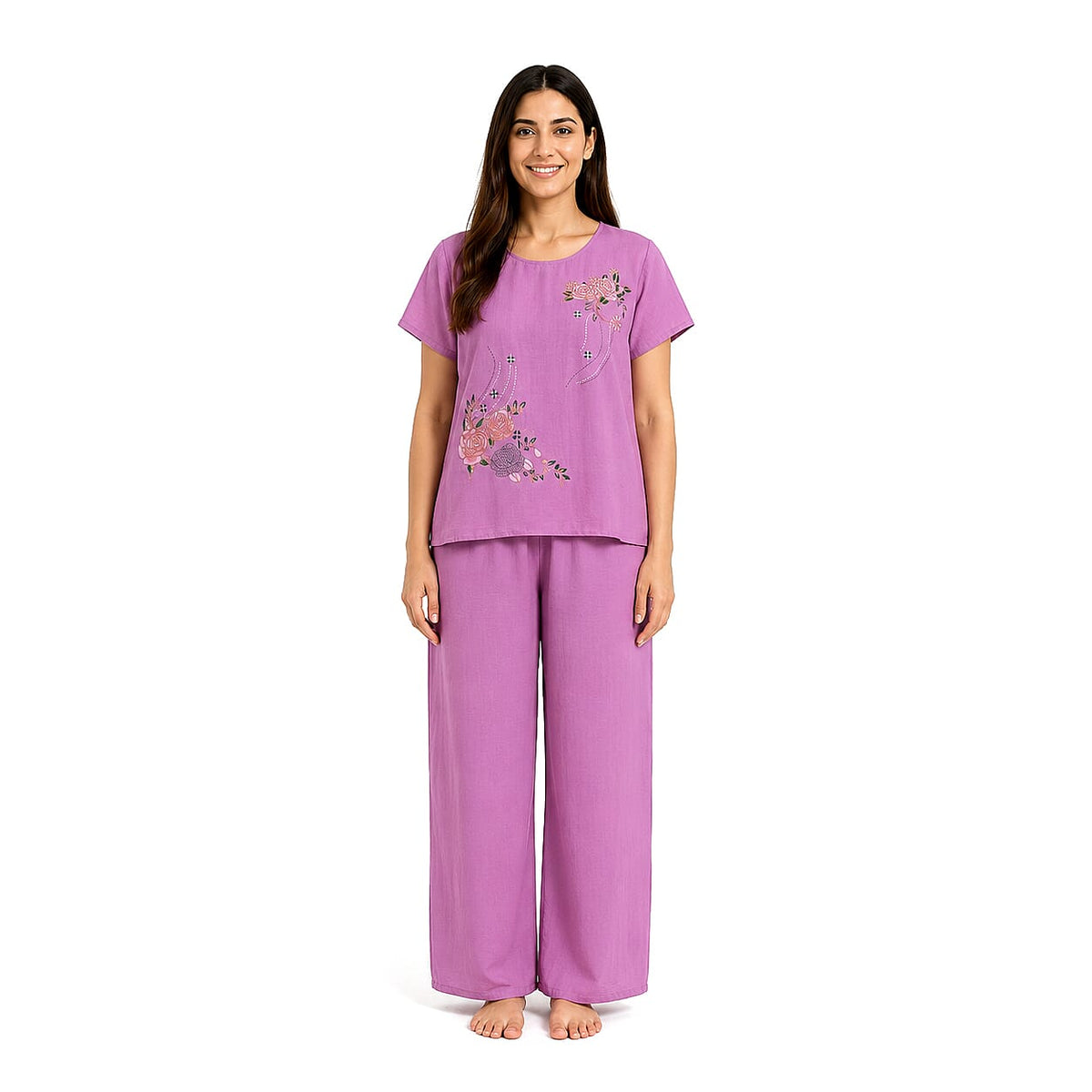 La Marey Rose Floral Print 2 Pcs Pajama Set - One Size Fits Most