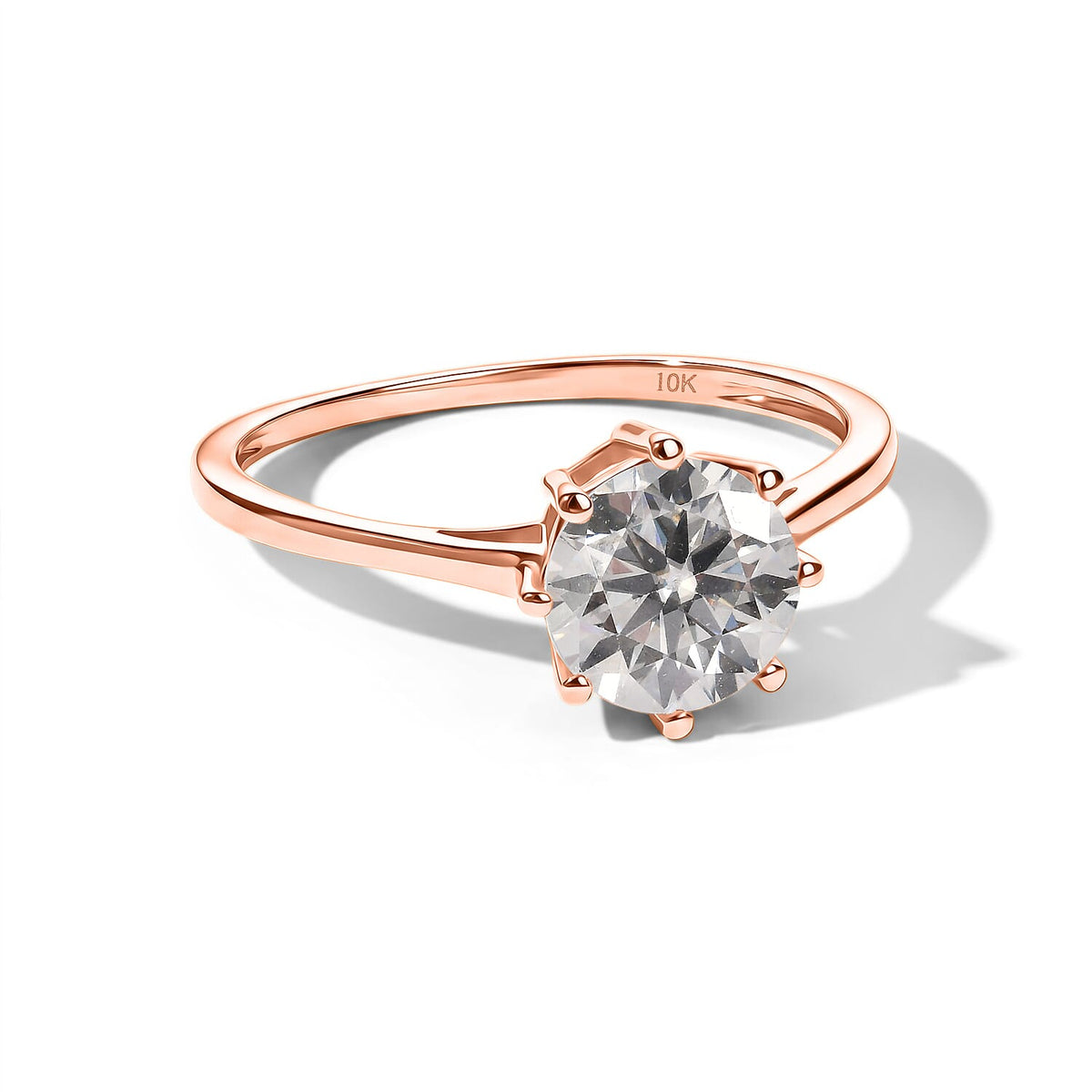 D'Joy 120 Facets Moissanite Ring in 18K Vermeil Rose Gold Over Sterling Silver (Size 10.0) 2.00 ctw