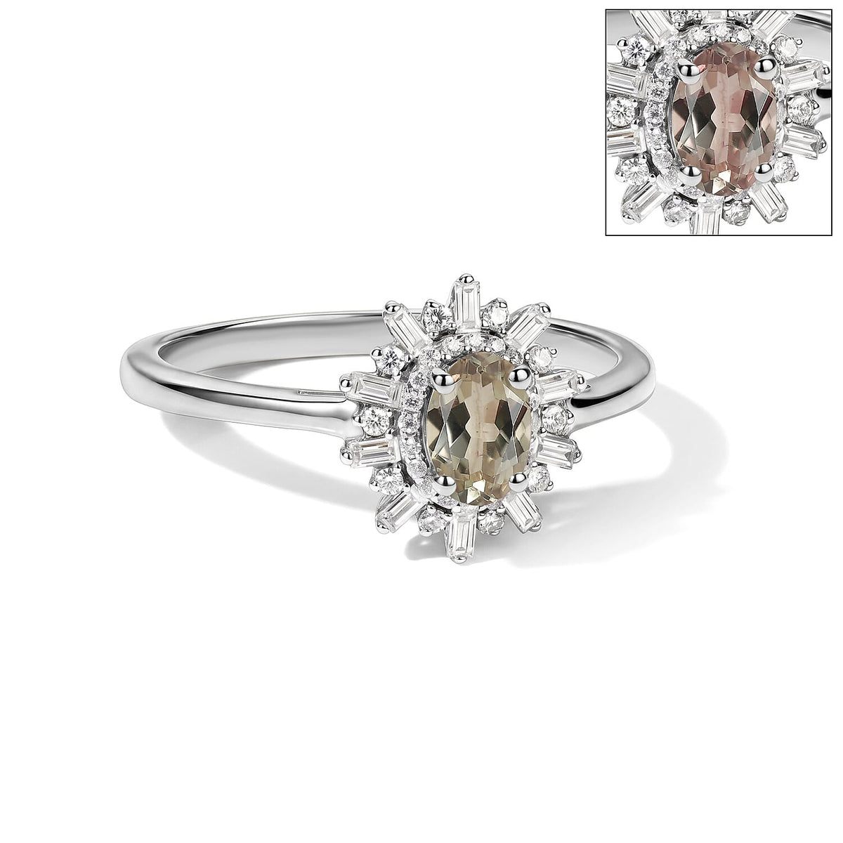 D'Joy Premium Pink Morganite and Moissanite Ring in 18K Vermeil Rose Gold Over Sterling Silver (Size 10) 1.15 ctw