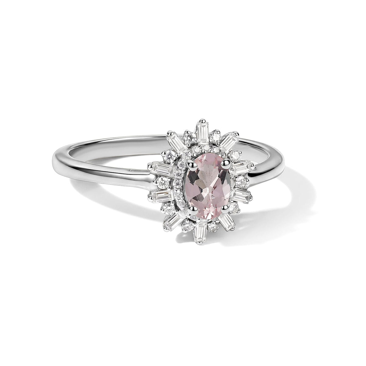 D'Joy Premium Pink Morganite and Moissanite Ring in 18K Vermeil Rose Gold Over Sterling Silver (Size 10) 1.15 ctw