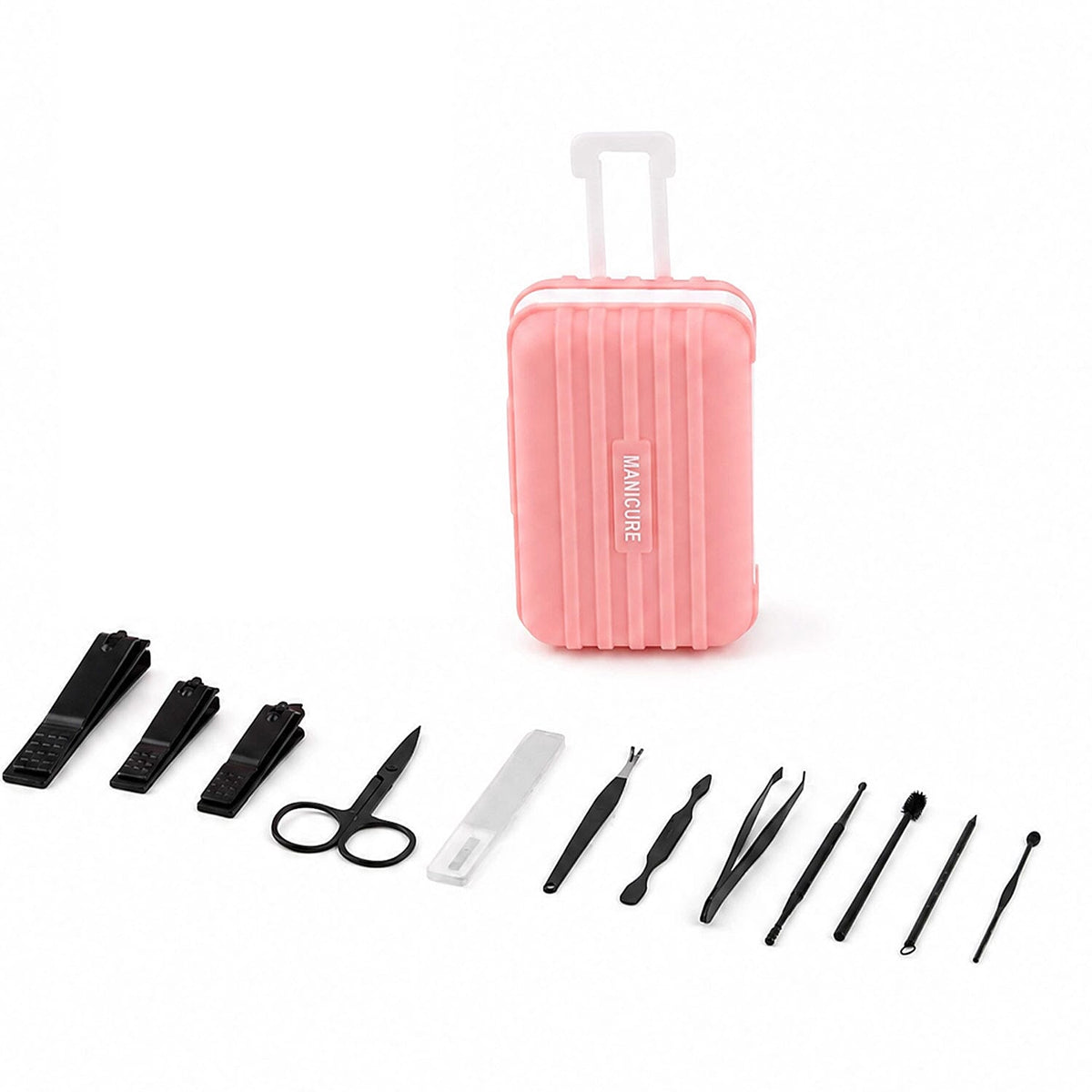 Livmore Green Stainless Steel 12pcs Manicure Set - Pink