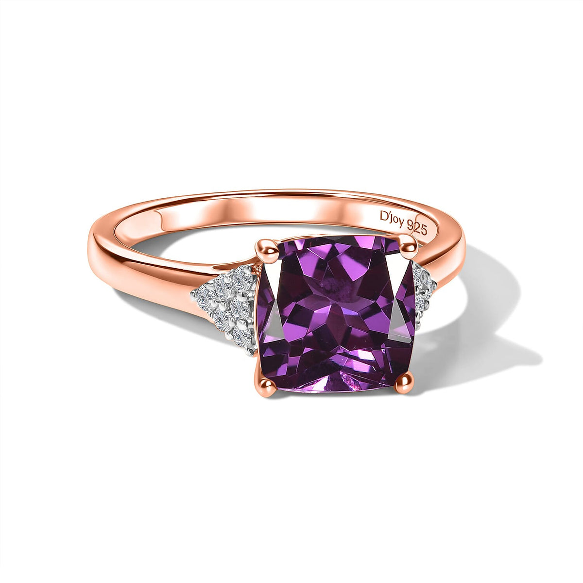 D'Joy Lab Grown Bixbite and Moissanite Ring in 18K Vermeil Rose Gold Over Sterling Silver (Size 10) 3.55 ctw