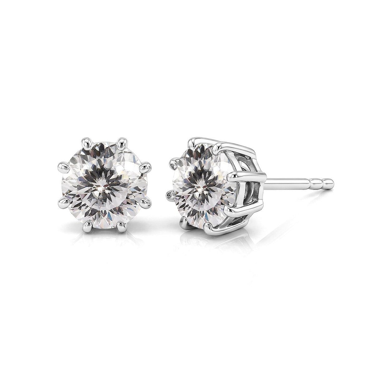 D'Joy 120 Facets Moissanite (Rnd 6.5mm) Earrings in 18K Vermeil RG Over Sterling Silver 2.00 ctw