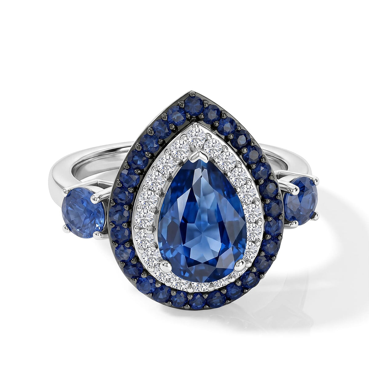 D'Joy Premium Kashmir Kyanite, Multi Gemstone Royal Spectrum Ring in Rhodium Over Sterling Silver (Size 10.0) 4.00 ctwD'Joy Premium Kashmir Kyanite, Multi Gemstone Royal Spectrum Ring in Rho