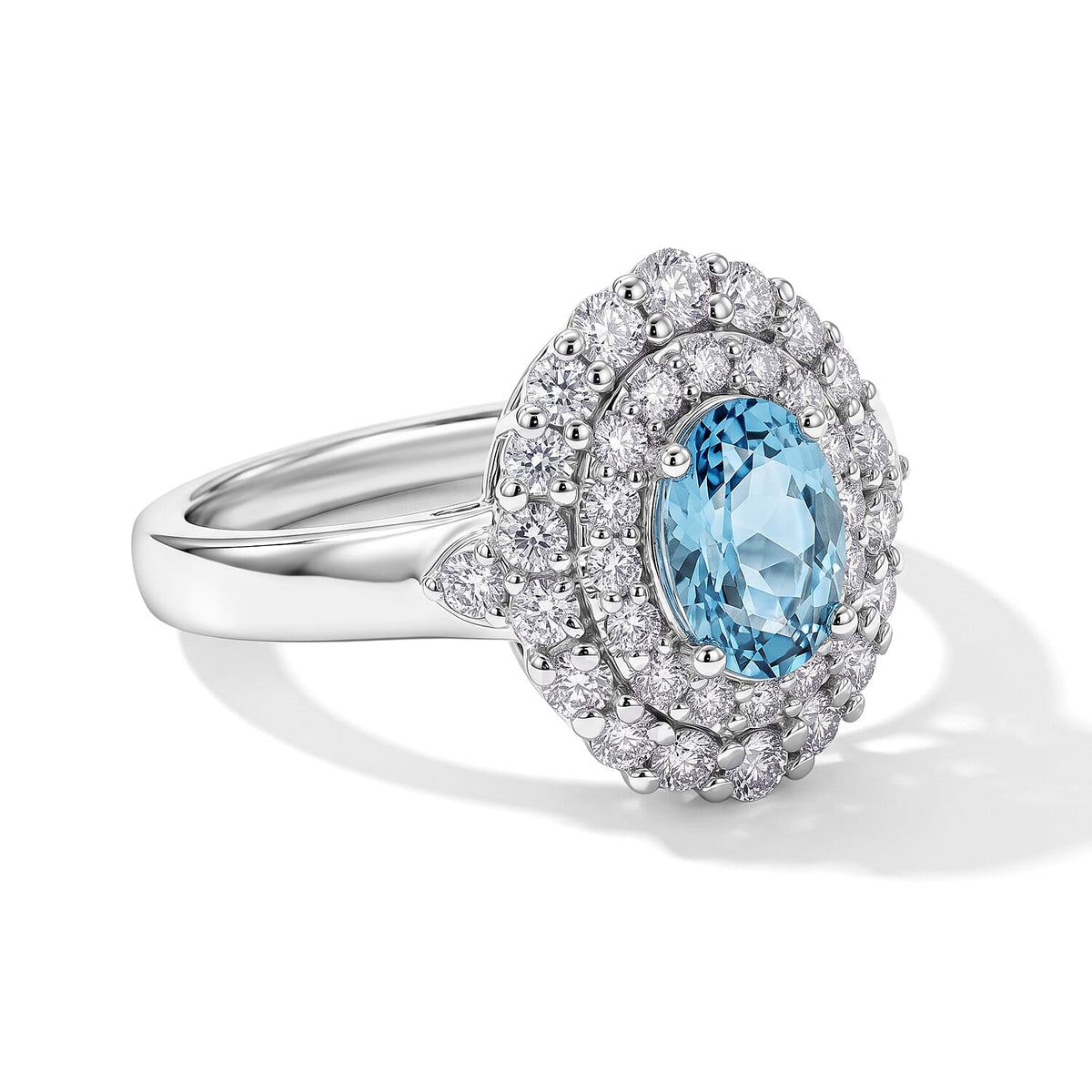 Certified & Appraised D''Joy Premium Santamaria Aquamarine, Moissanite Ring in Rhodium Over Sterling Silver (Size 10.0) 1.35 ctw