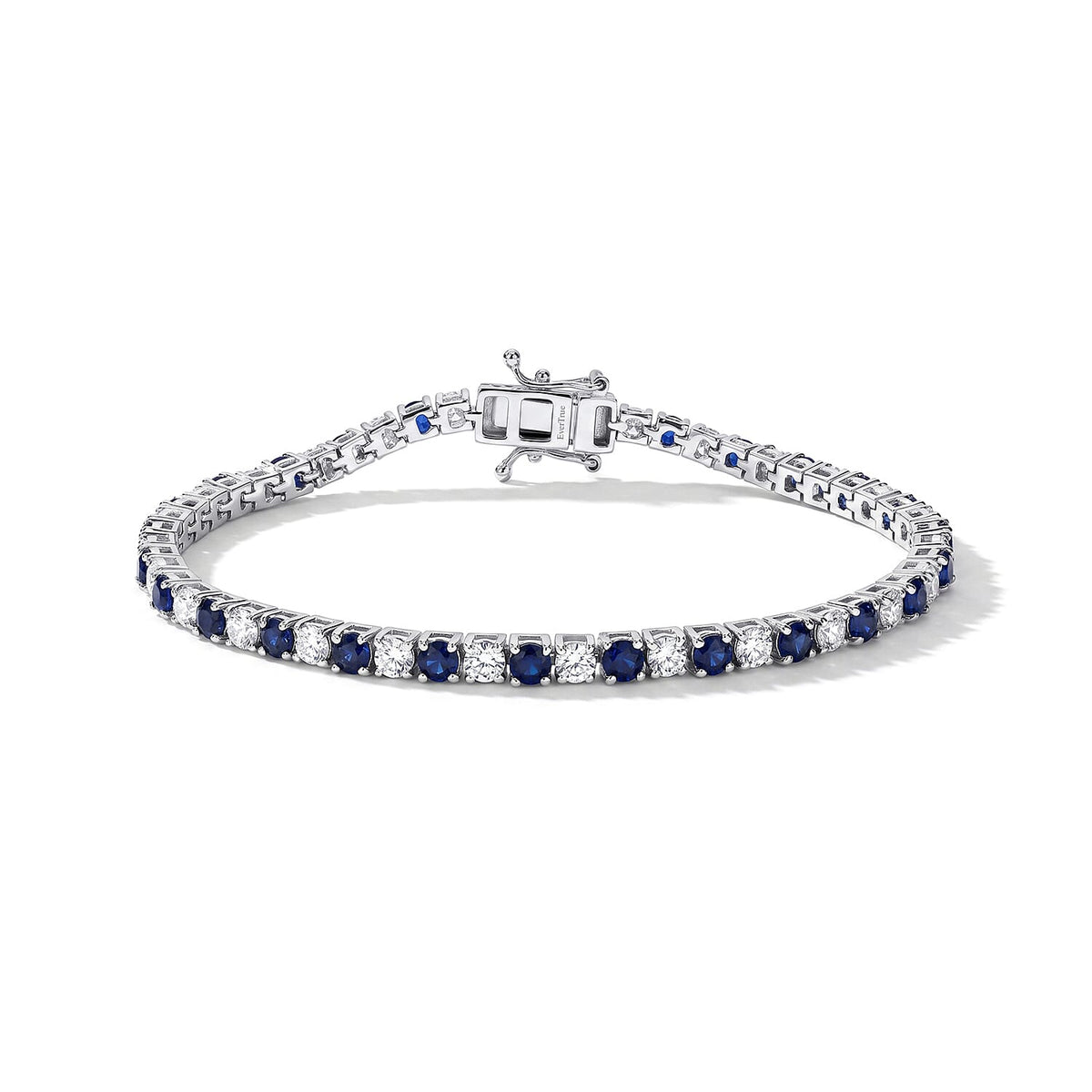 EverTrue Lab Grown Ruby and Moissanite 6.90 ctw Cluster Bracelet in Platinum Bond (7.25 In)