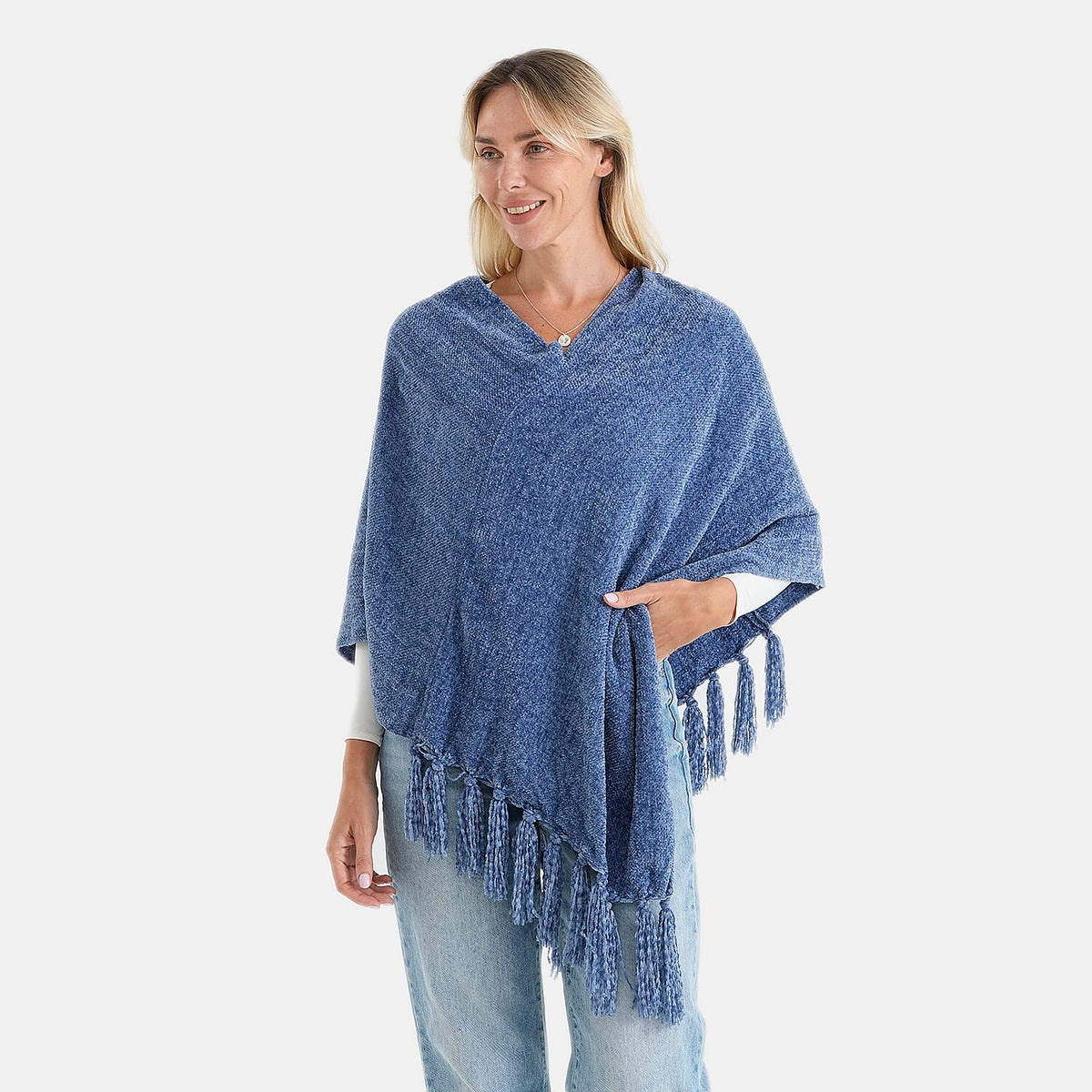 Closeout Gray Tassel Poncho
