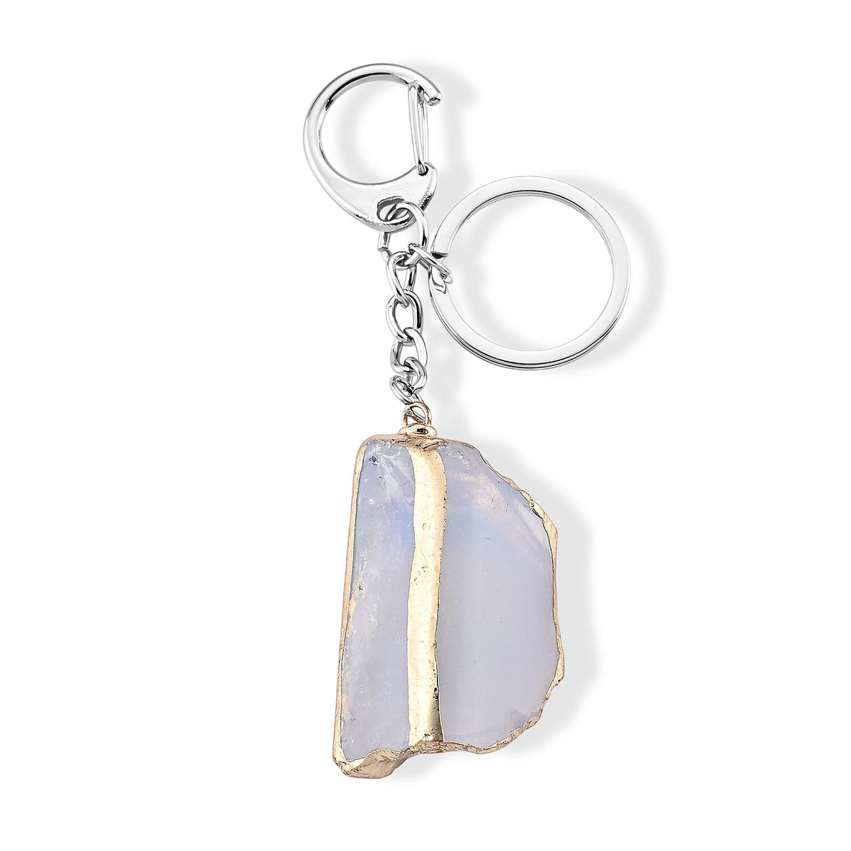 White Opal Keychain in Silvertone 125.00 ctw