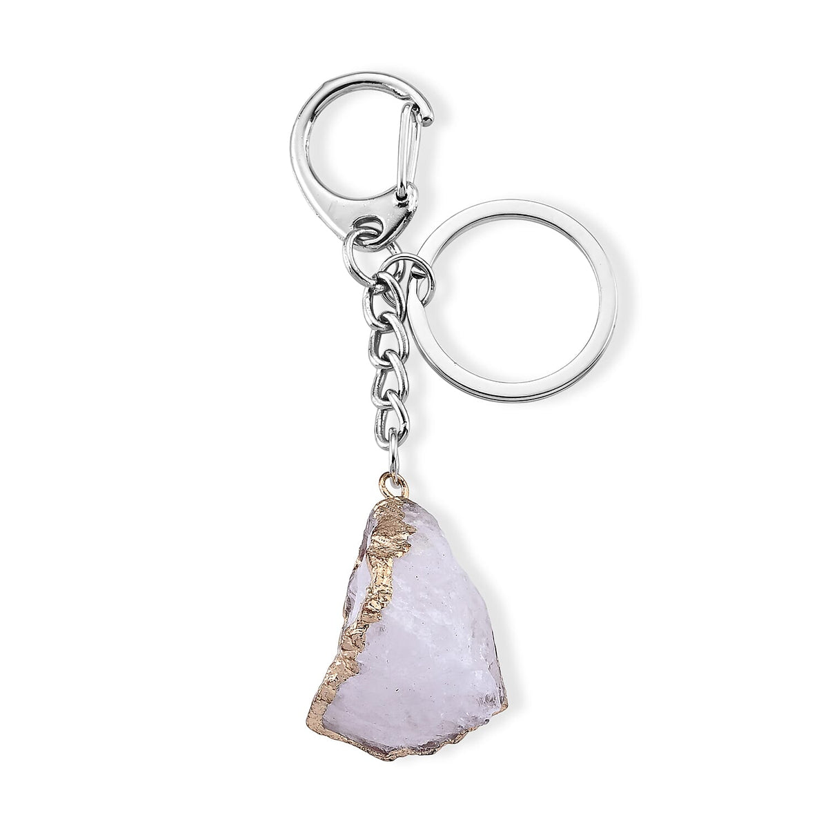 White Opal Keychain in Silvertone 125.00 ctw