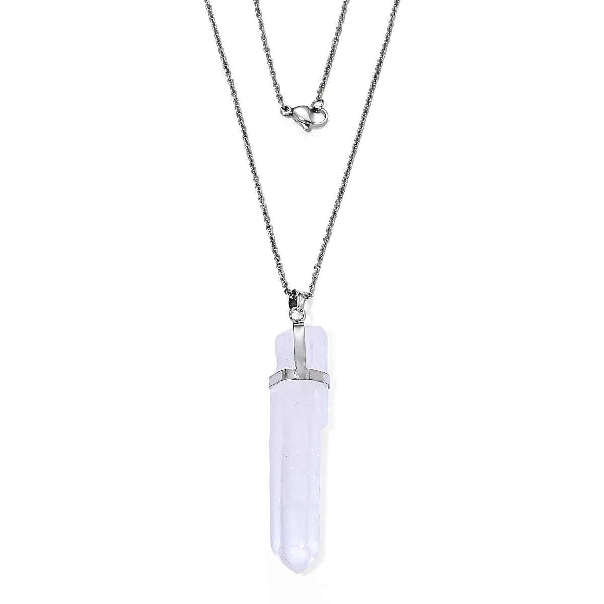 Austrian Crystal Pendant in Silvertone with Stainless Steel Necklace (20 Inches)