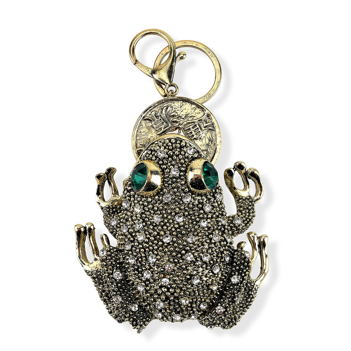Gold Crystal Lucky Money Toad Keychain