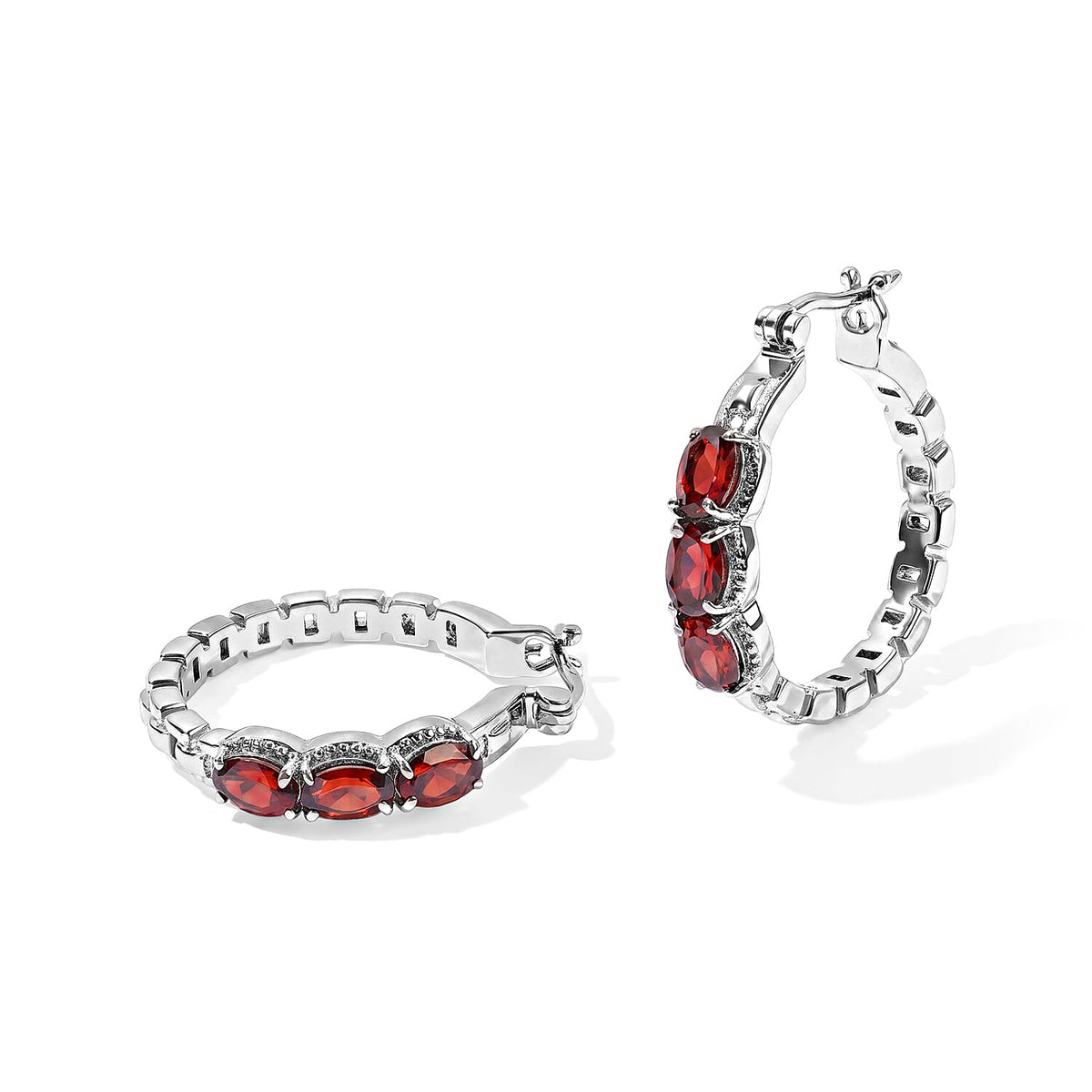 EverTrue African Amethyst 2.50 ctw Hoop Earrings in Stainless Steel