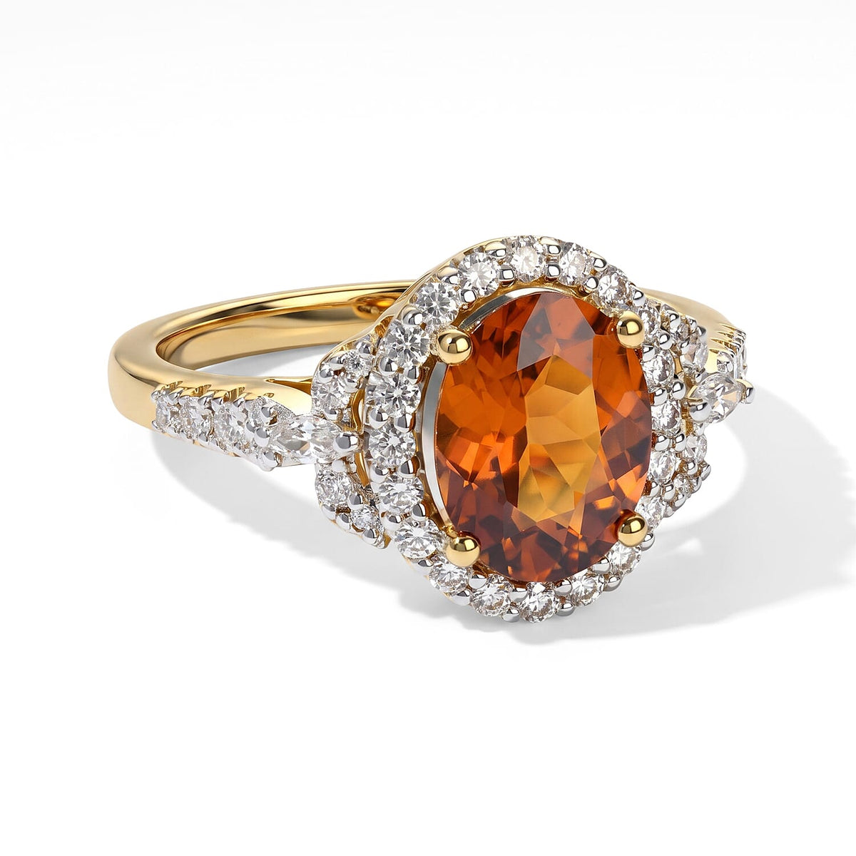 D''Joy Premium Honey Garnet, Moissanite Ring in 18K Vermeil YG Over Sterling Silver (Size 10.0) 2.45 ctw