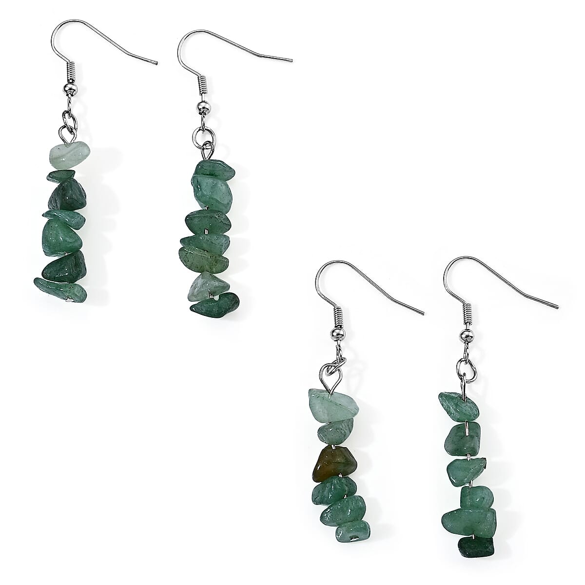 Green Kyanite 20.00 ctw Set of 2 Earrings in Silvertone
