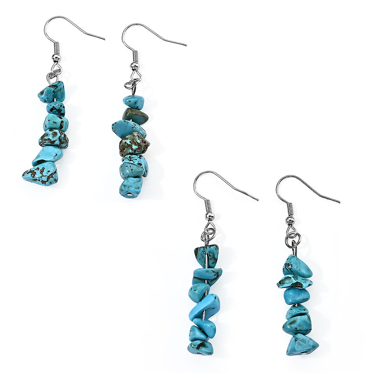 Green Kyanite 20.00 ctw Set of 2 Earrings in Silvertone