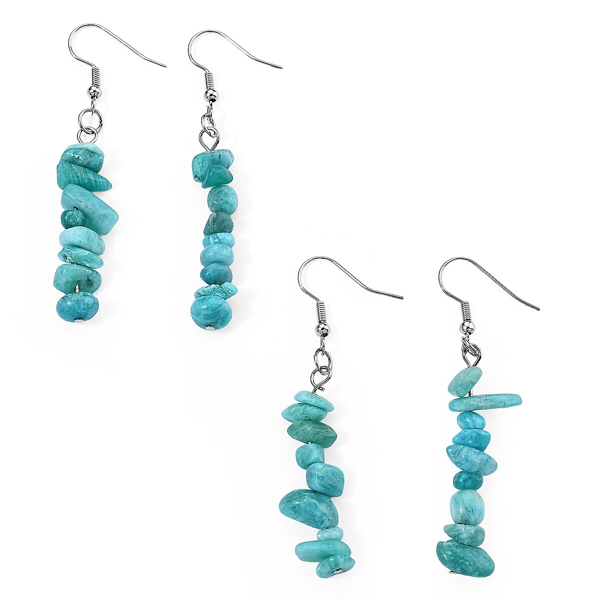 Green Kyanite 20.00 ctw Set of 2 Earrings in Silvertone