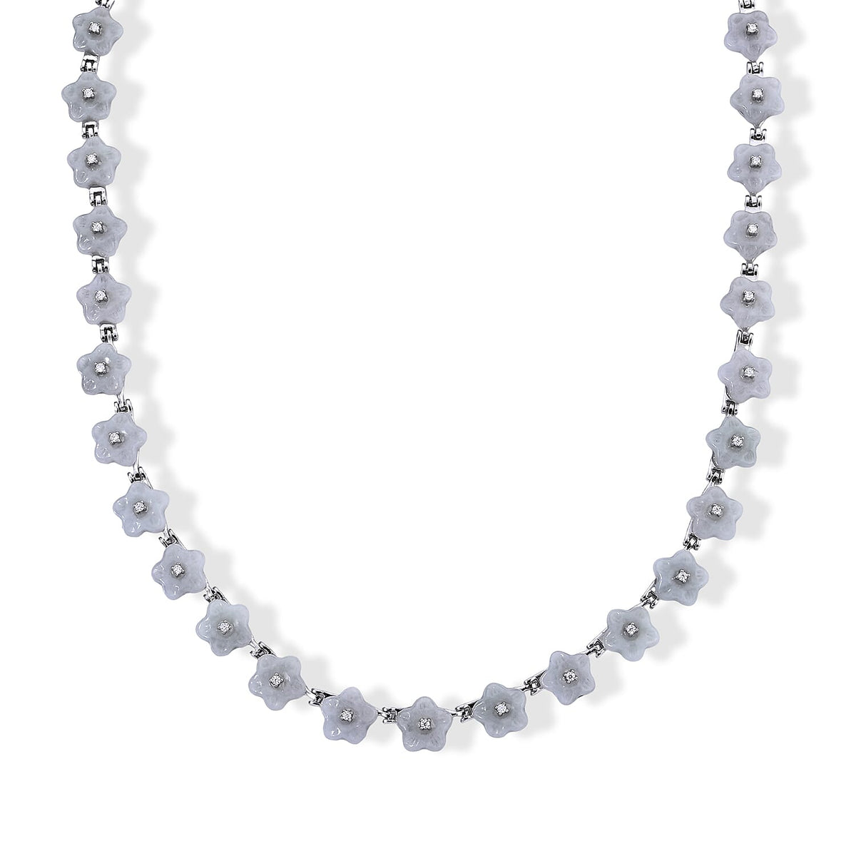 D''Joy White Jade (D) and Moissanite 54.00 ctw Necklace in Rhodium Over Sterling Silver 18 Inches