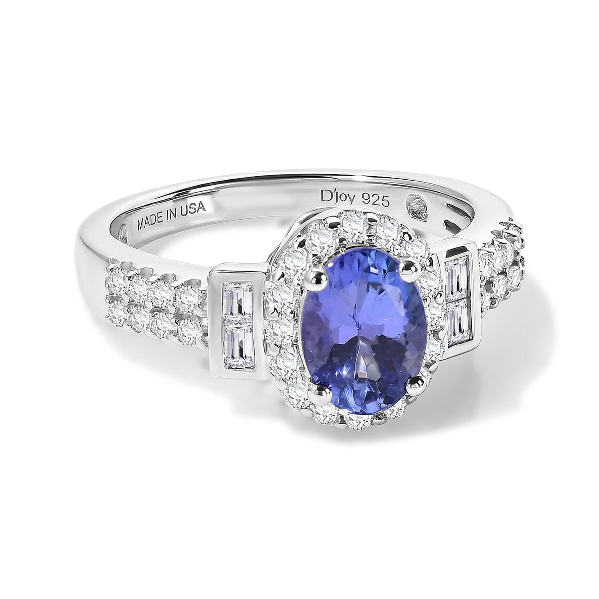 Certified and Appraised D'Joy Premium Tanzanite, Moissanite Ring in Rhodium Over Sterling Silver (Size 10.0) 1.60 ctw 8662404