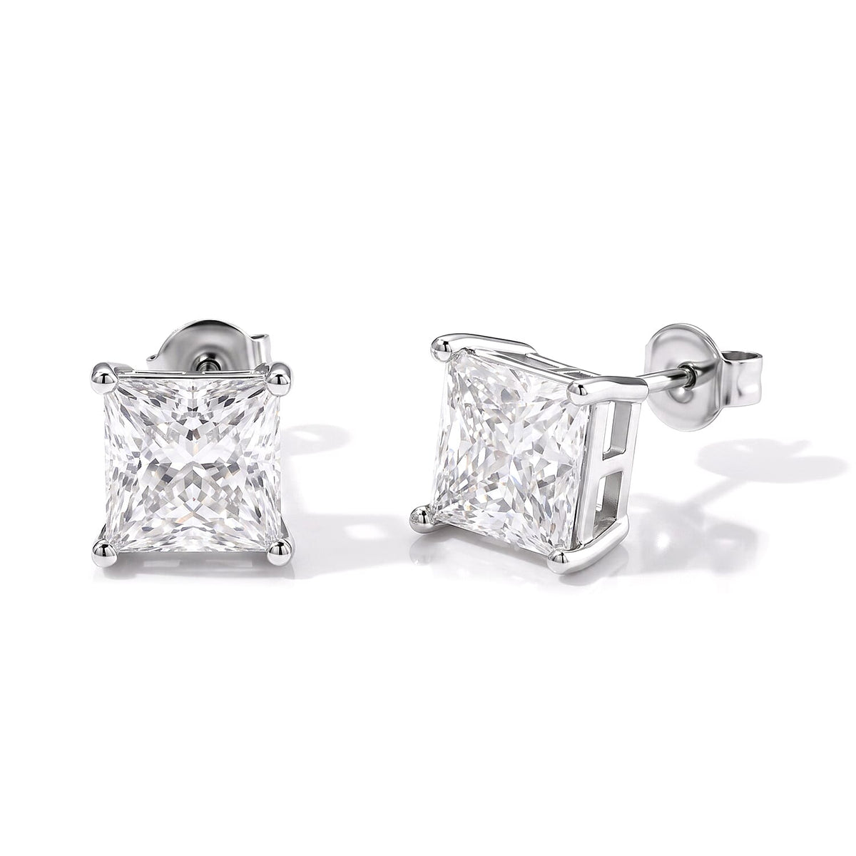 EverTrue Moissanite (Ovl 8x6mm) Solitaire Stud Earrings in Platinum Bond 2.50 ctw