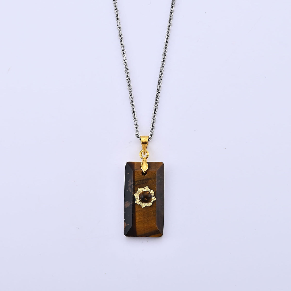 Tiger Eye Pendant in Goldtone with ION Plated YG Stainless Steel Necklace (20 Inches) 15.00 ctw