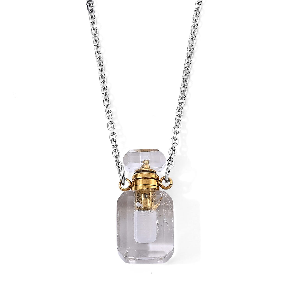 Austrian White Crystal Pendant Necklace (20 Inches) in Stainless Steel