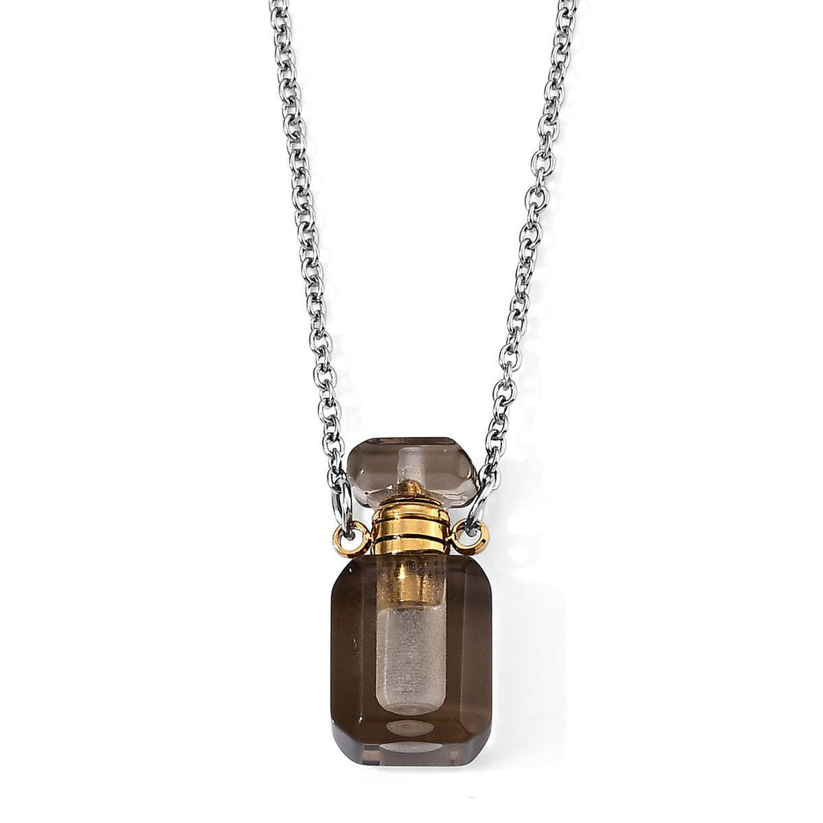 Austrian White Crystal Pendant Necklace (20 Inches) in Stainless Steel