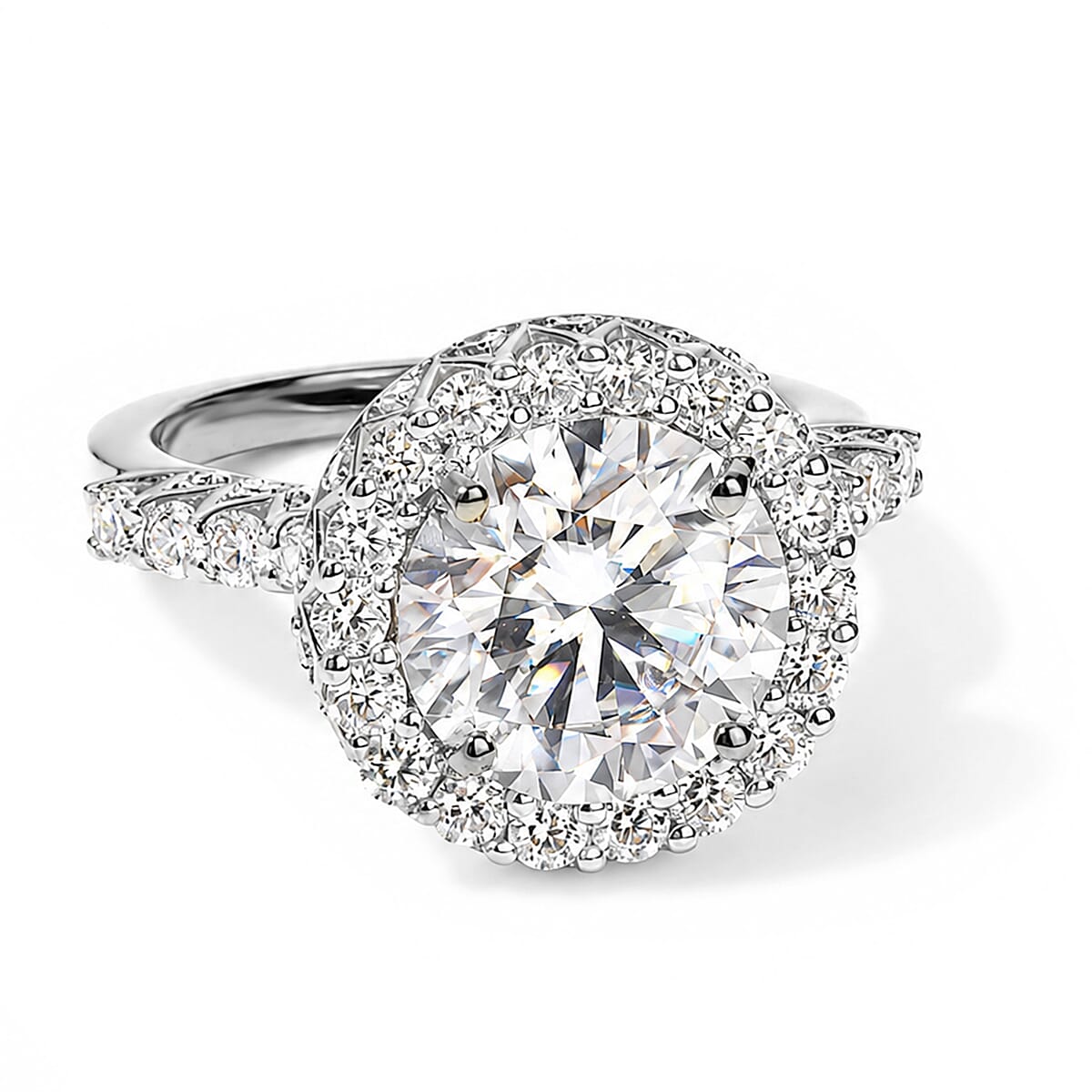 D'Joy Moissanite (Rnd 10mm) Ring in 18K Vermeil YG Over Sterling Silver (Size 6.0) 4.50 ctw