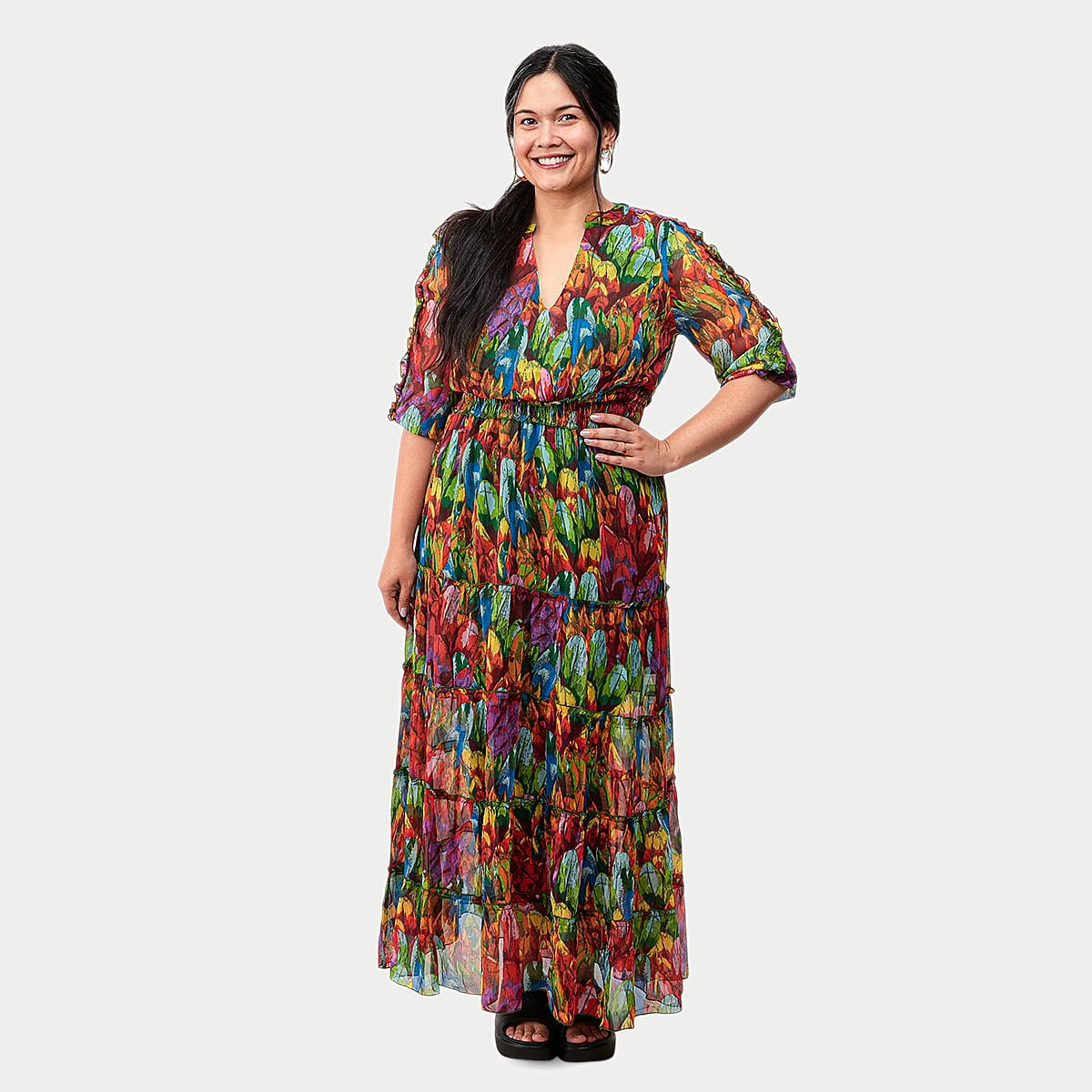 Spy Zone Exchange Copper Multi Tiger print 3/4 Sleeve Wrap Dress-S