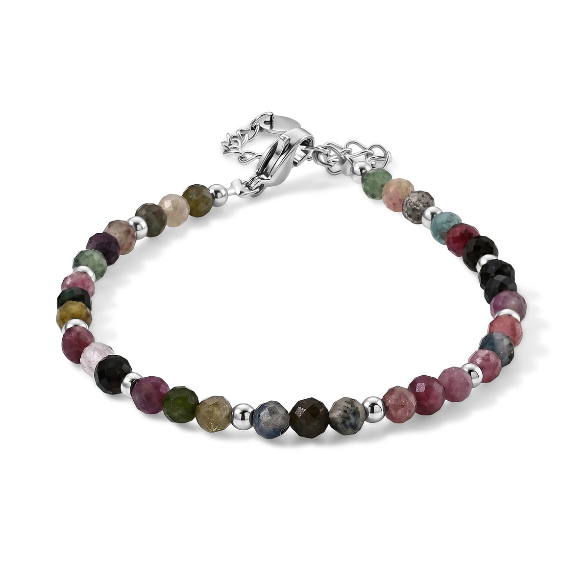 Prehnite 15.00 ctw Cord Beaded Bracelet in Stainless Steel (6-9In)