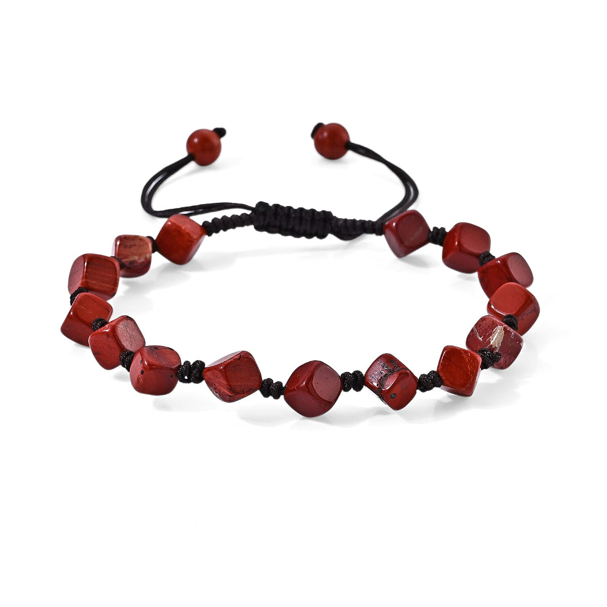 Red Carnelian 28.00 ctw Cotton Cord Beaded Bracelet (6-9In)