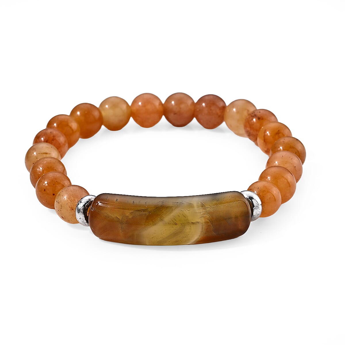 Yellow Agate Bracelet in Silvertone (6.00-6.50In) 90.00 ctw