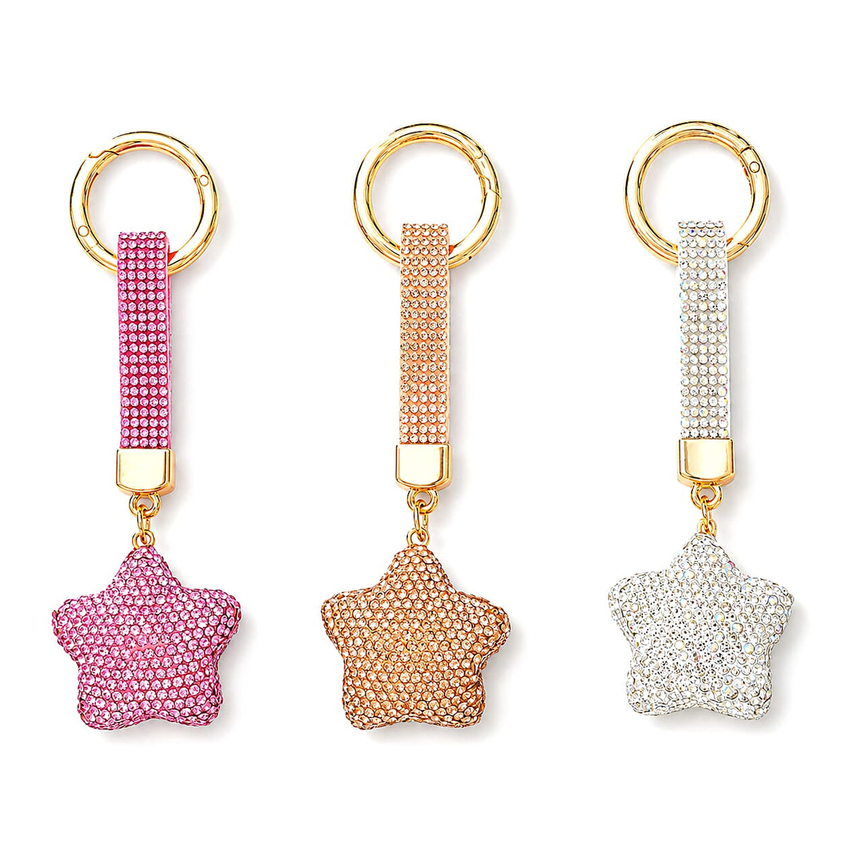 Livmore Pink, Gold and Purple Floral 3pcs Set Crystal Keyring