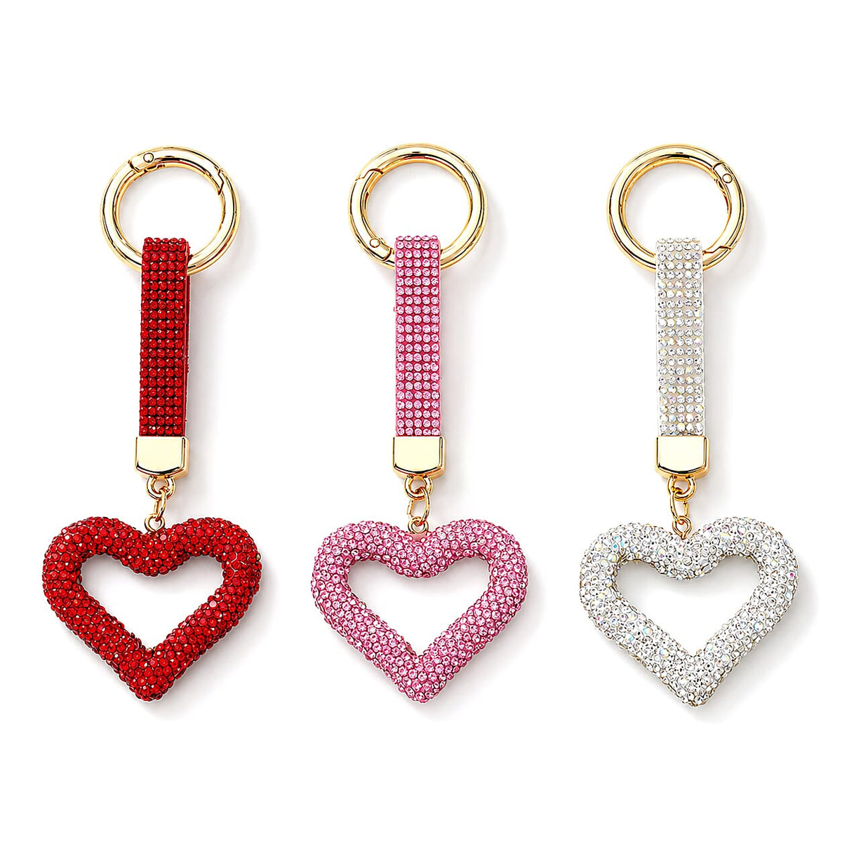 Livmore Pink, Gold and Purple Floral 3pcs Set Crystal Keyring