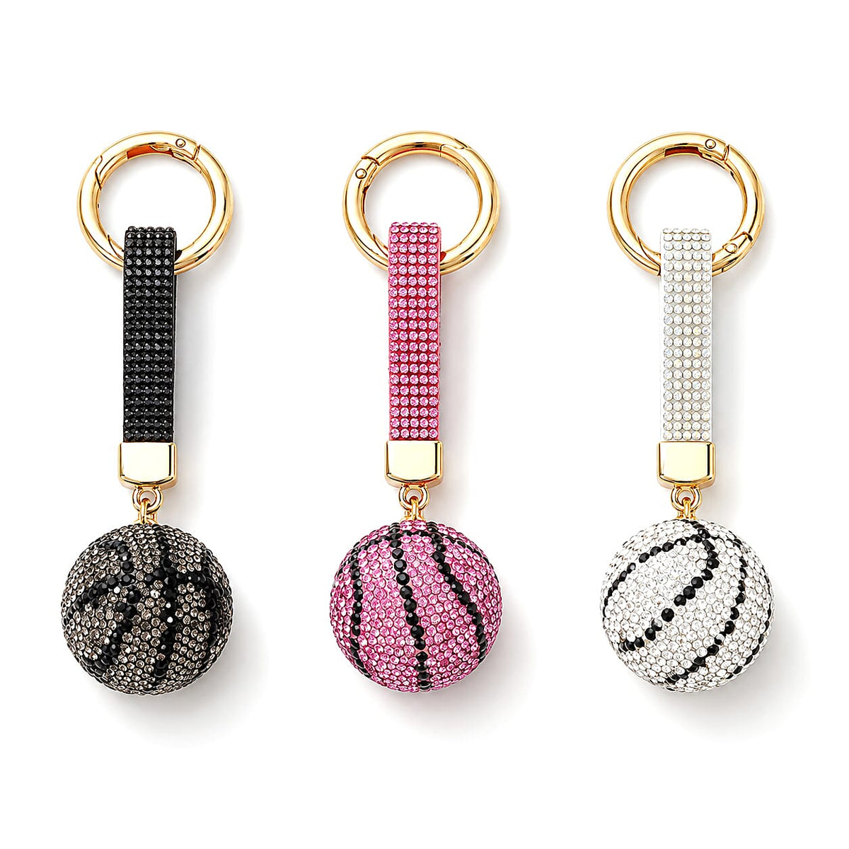 Livmore Pink, Gold and Purple Floral 3pcs Set Crystal Keyring