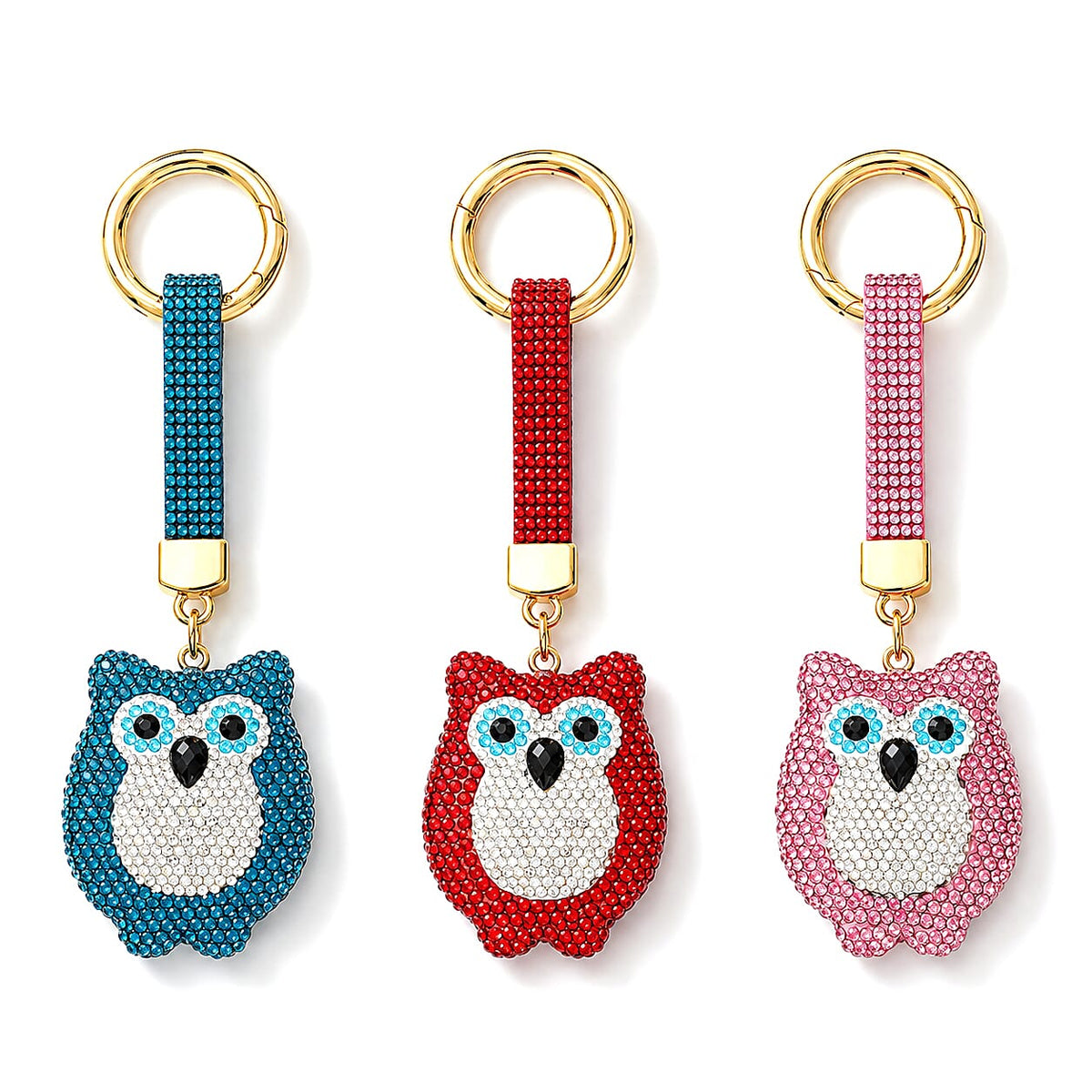 Livmore Pink, Gold and Purple Floral 3pcs Set Crystal Keyring