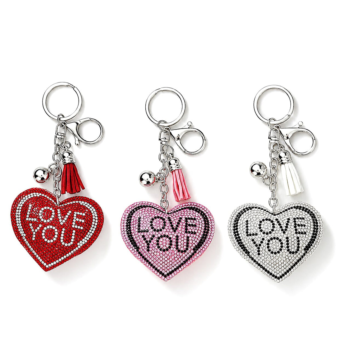 Livmore Black, Pink and Green Cat 3pcs Set Crystal Keyring