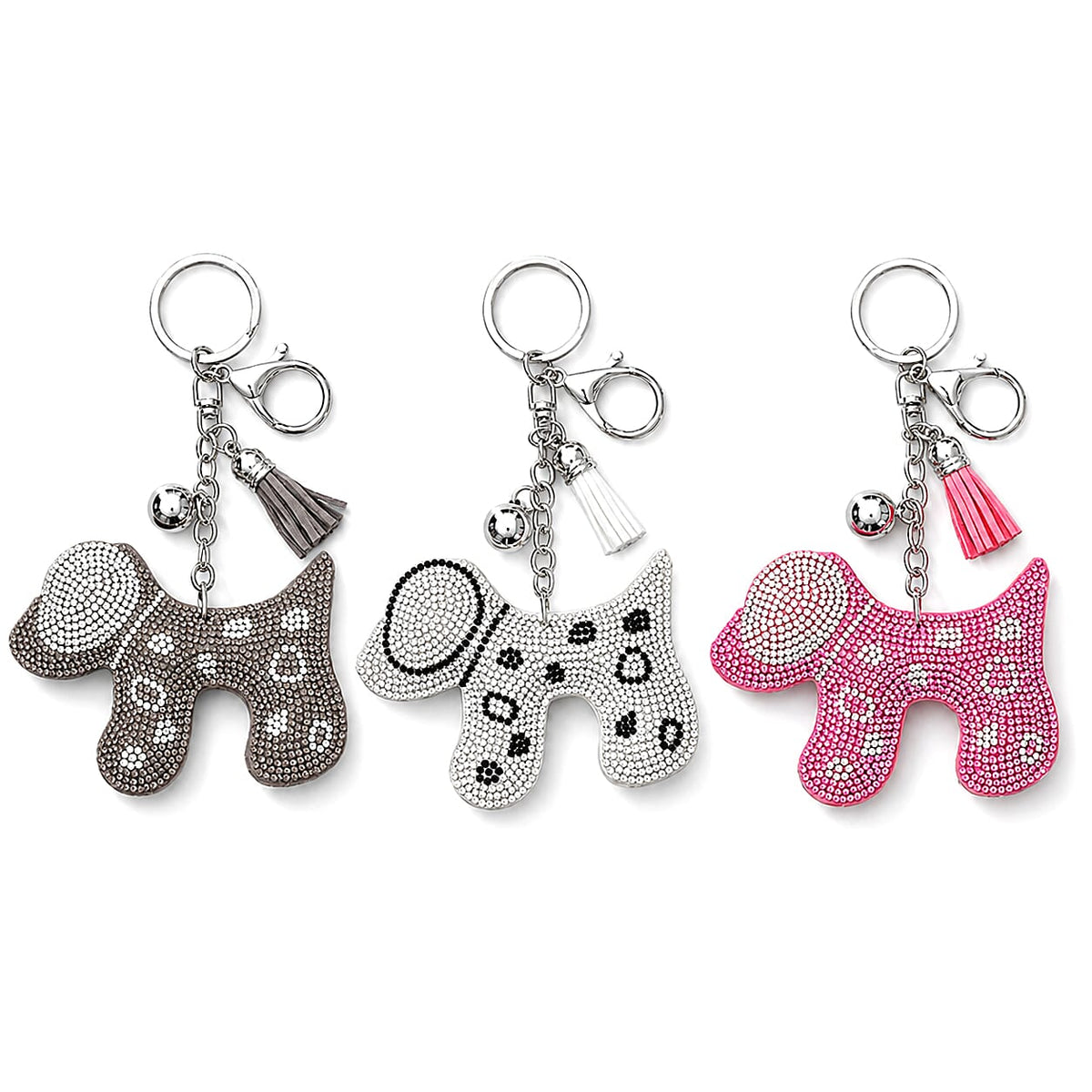 Livmore Black, Pink and Green Cat 3pcs Set Crystal Keyring