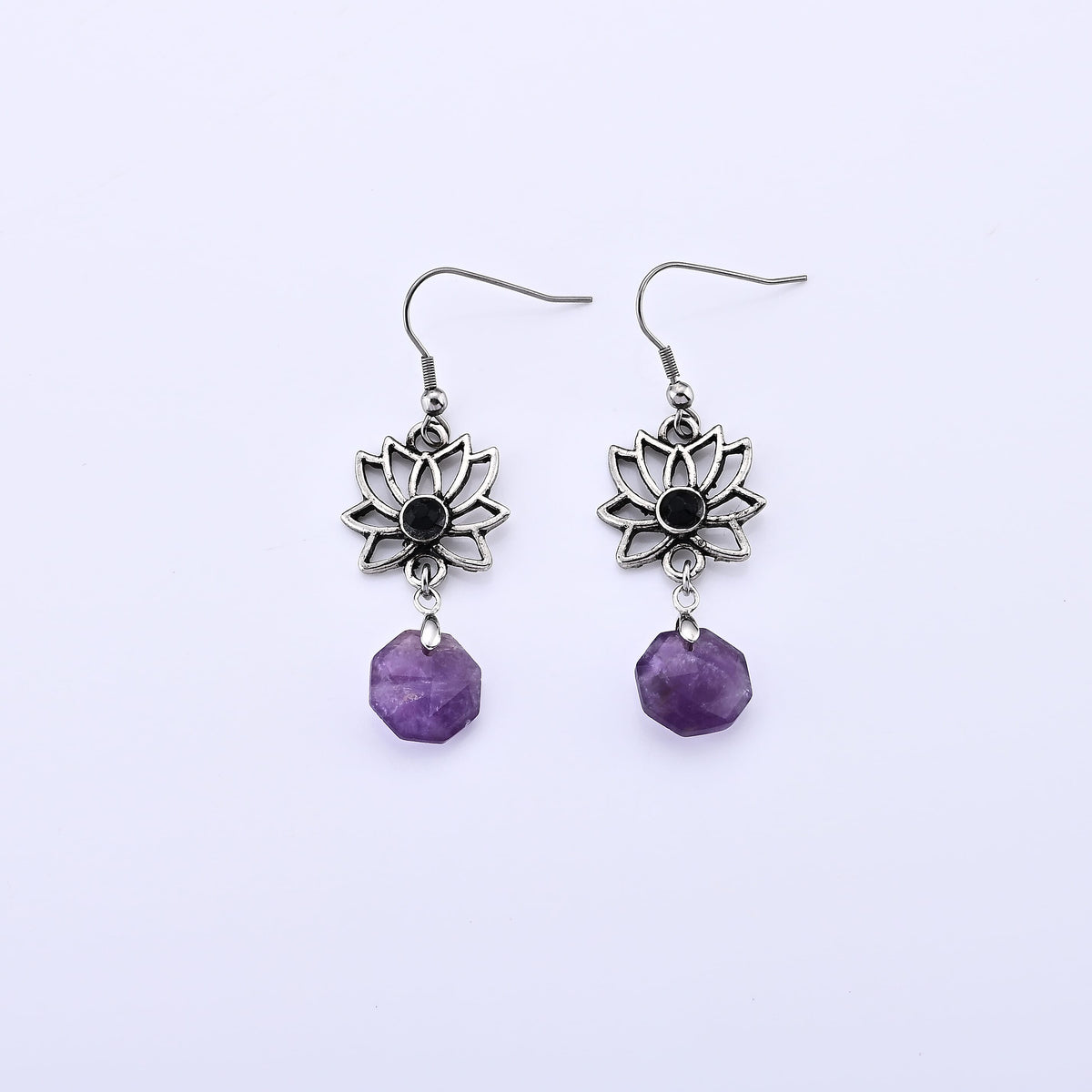 Opalite and Glass Earrings in Silvertone 15.00 ctw