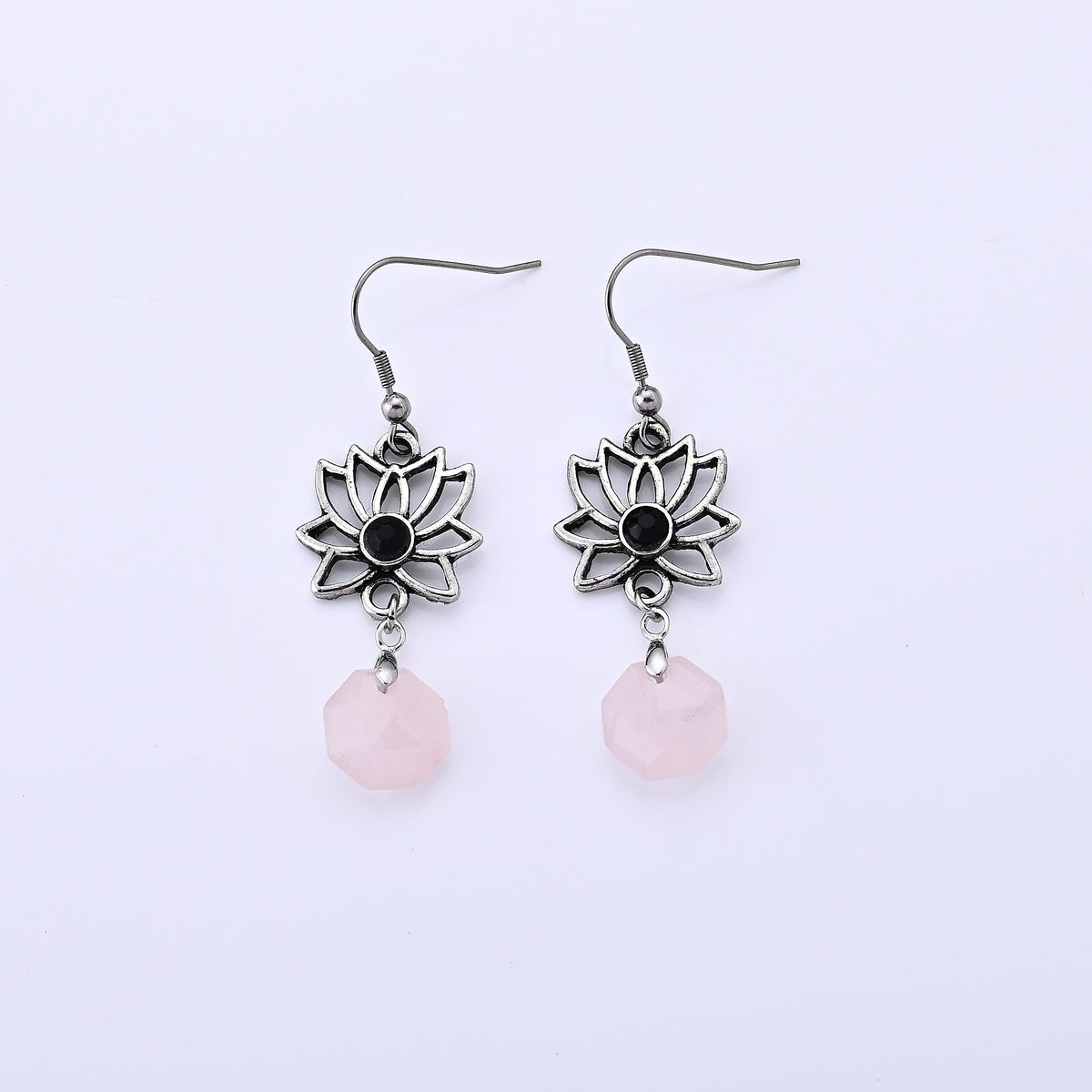 Opalite and Glass Earrings in Silvertone 15.00 ctw