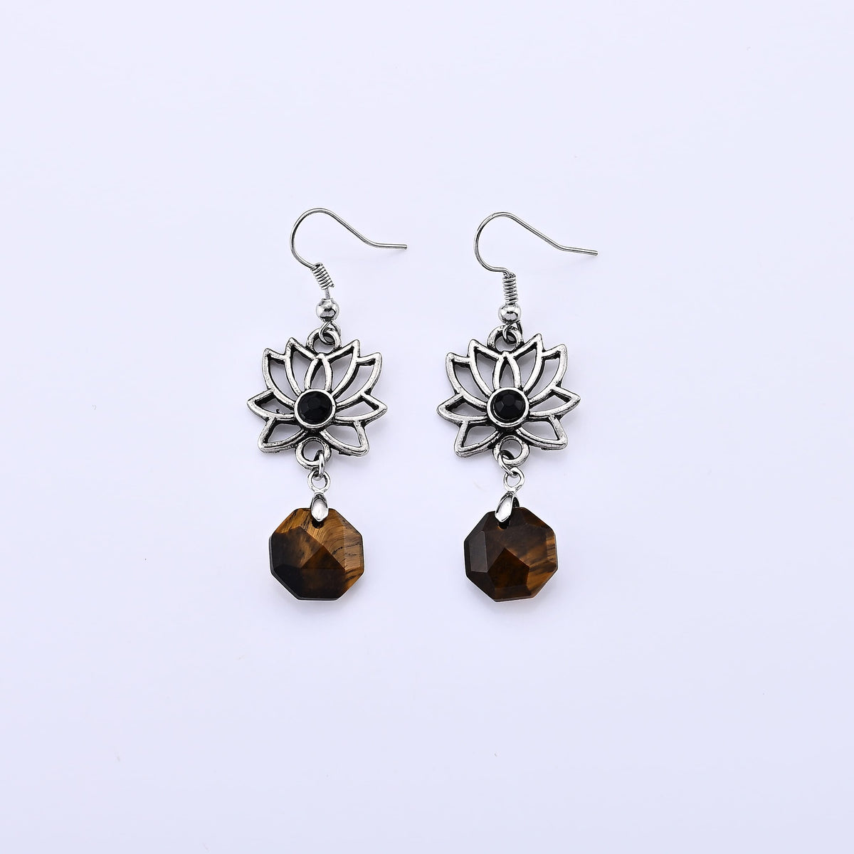 Opalite and Glass Earrings in Silvertone 15.00 ctw