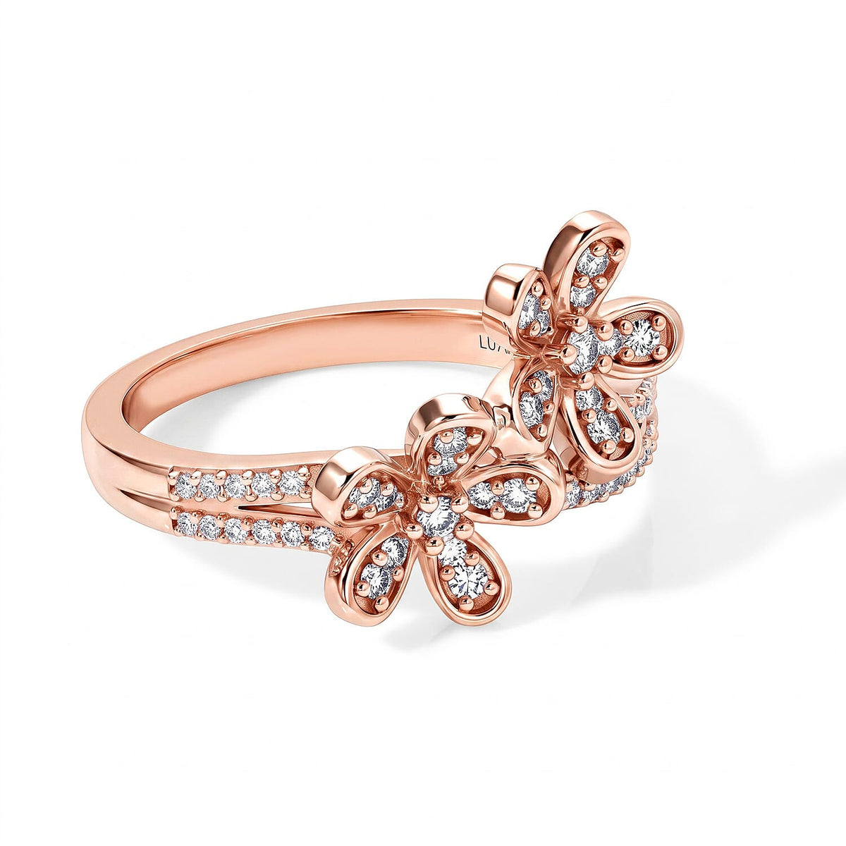 Luxuriant Lab Grown Diamond (G-H, SI) Floral Ring in 18K Vermeil RG Over Sterling Silver (Size 10.0) 0.35 ctw